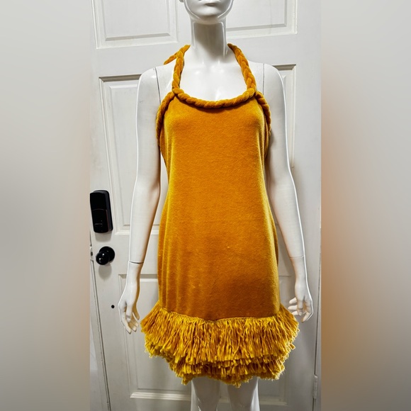 Unbranded Tierra Tassel Fringe Mustard Rope Midi Dress Size Large. - Picture 2 of 12